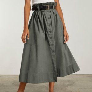 *Brand New* Everlane Easy Button-Front Skirt in Pewter Green – XS